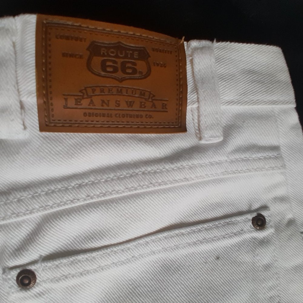 Vintage Y2K Route 66 white denim shorts